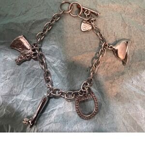 Ariat Silver Tone Equestrian Charm Bracelet Horse Head Boot Horseshoe Helmet